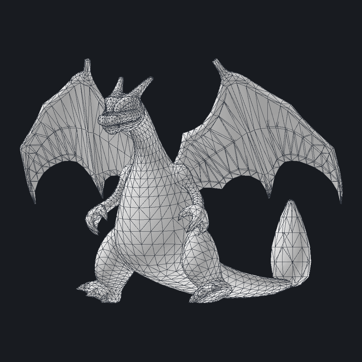 Charizard's base GFBMDL mesh with visible triangle edges