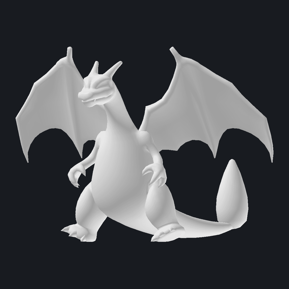 Charizard's base GFBMDL mesh with smooth vertex-normal shading
