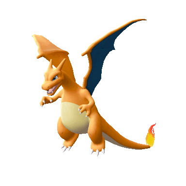 Charizard’s battle-wait animation with its independently animated tail flame
